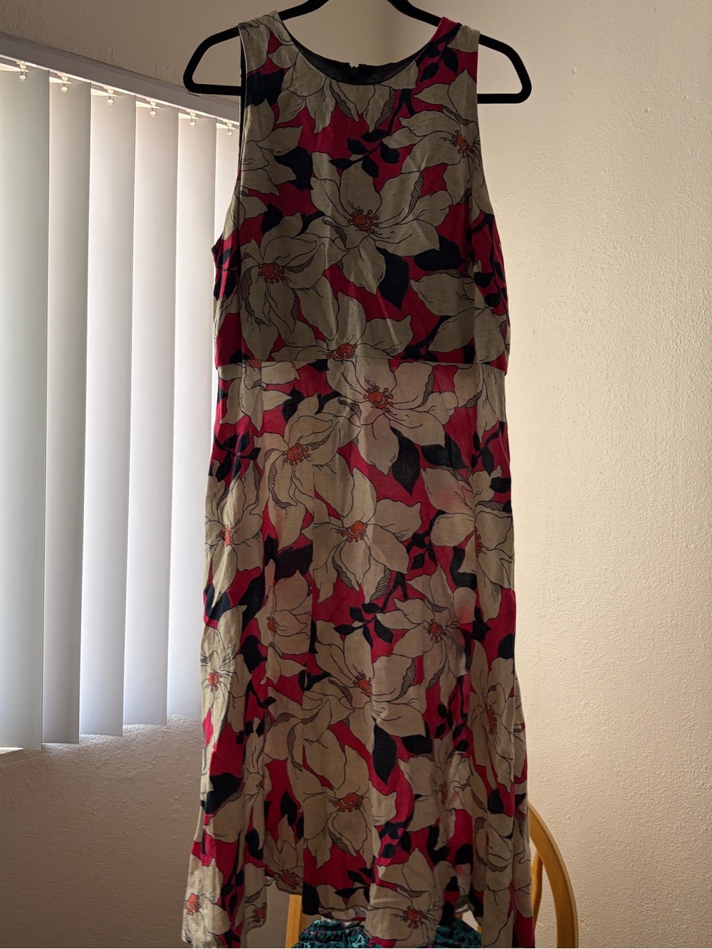 Ann Taylor Floral Midi Dress in Pink and Cream